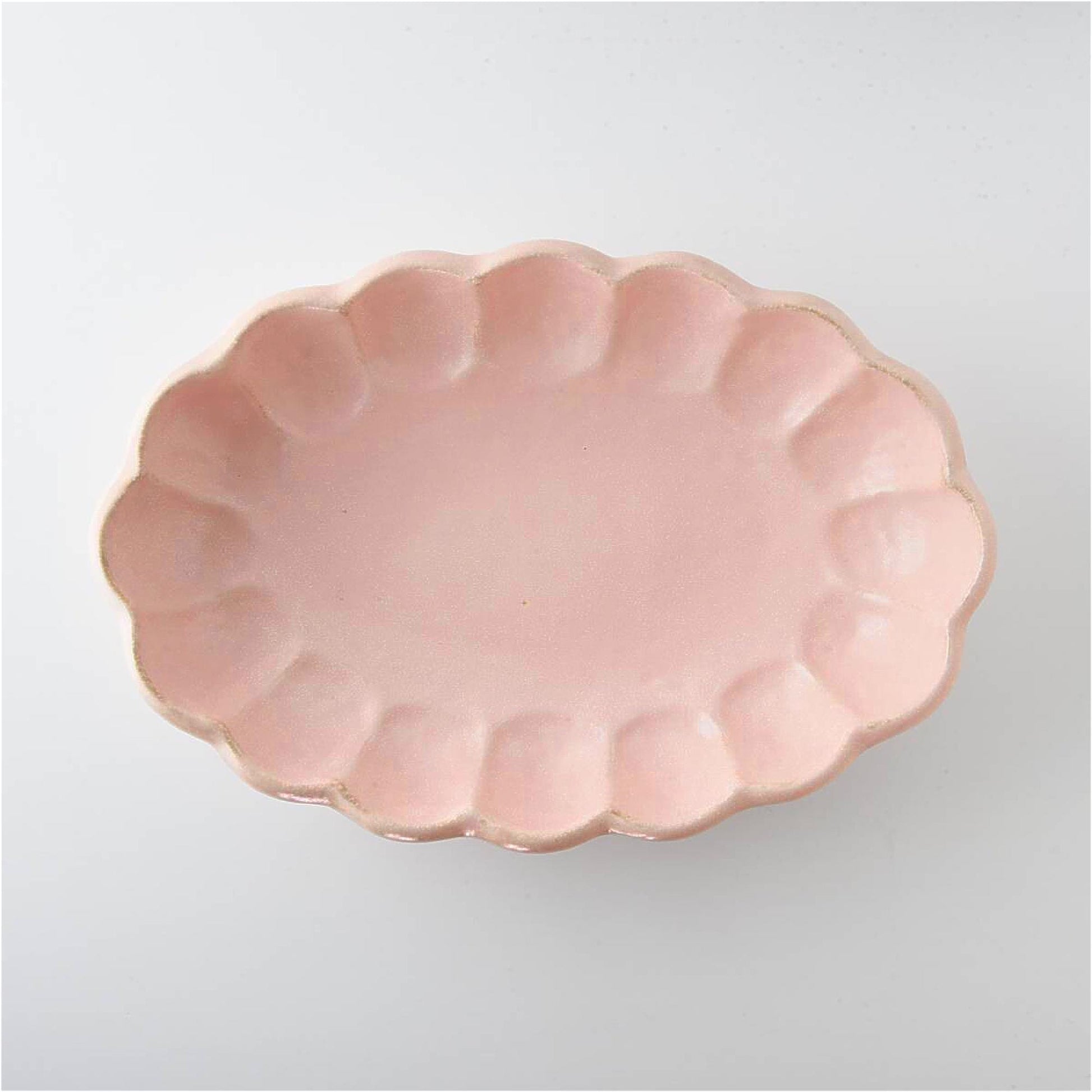 Kaneko Kohyo Rinka Handmade Oval Plate - Pink - ZenwareCrafts