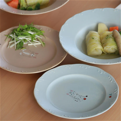 Trio Cat Eco-Friendly Recycled Clay Porcelain Pasta Plate - ZenwareCrafts