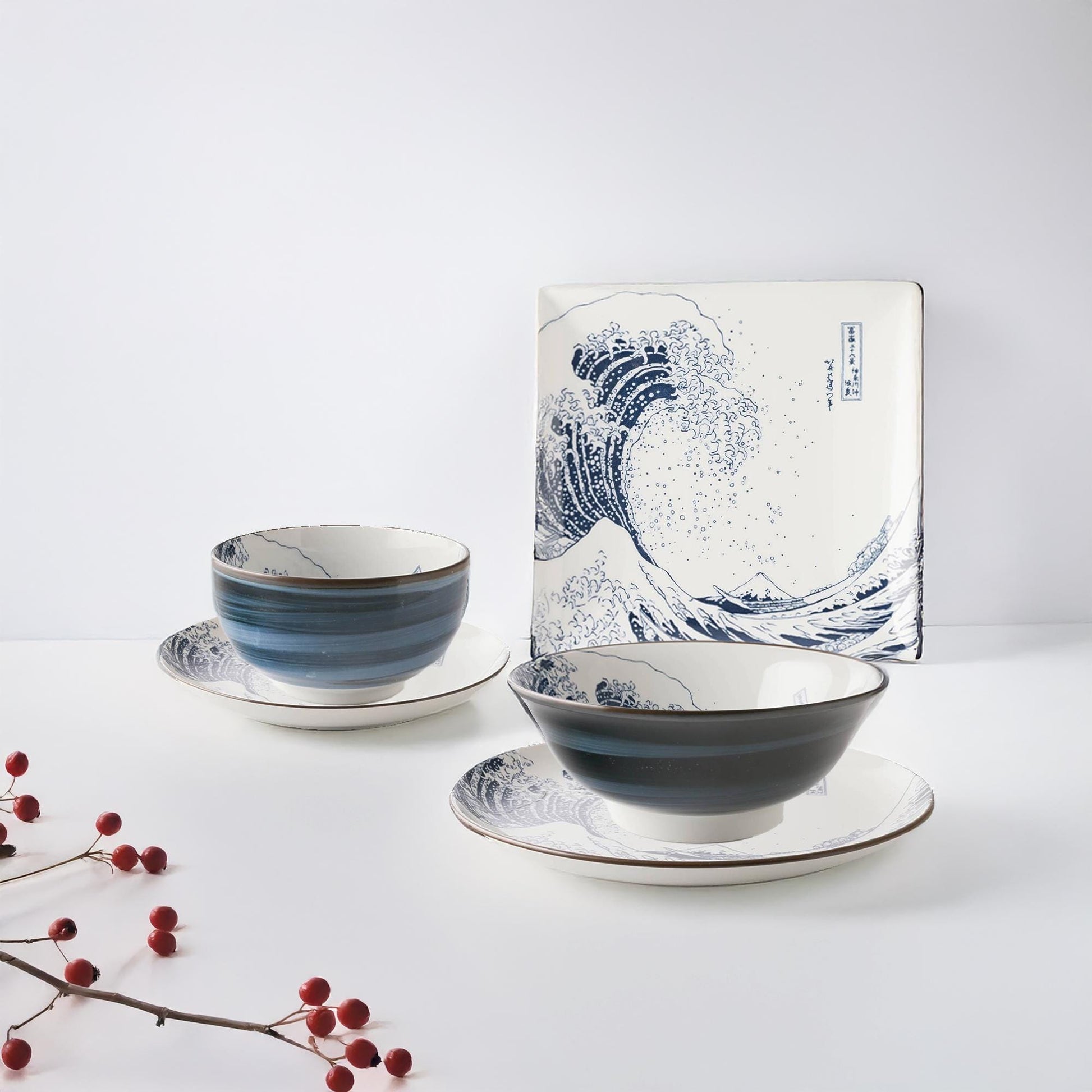 The Great Wave Mino Ware Porcelain Bowl - Small 4.9 in - ZenwareCrafts