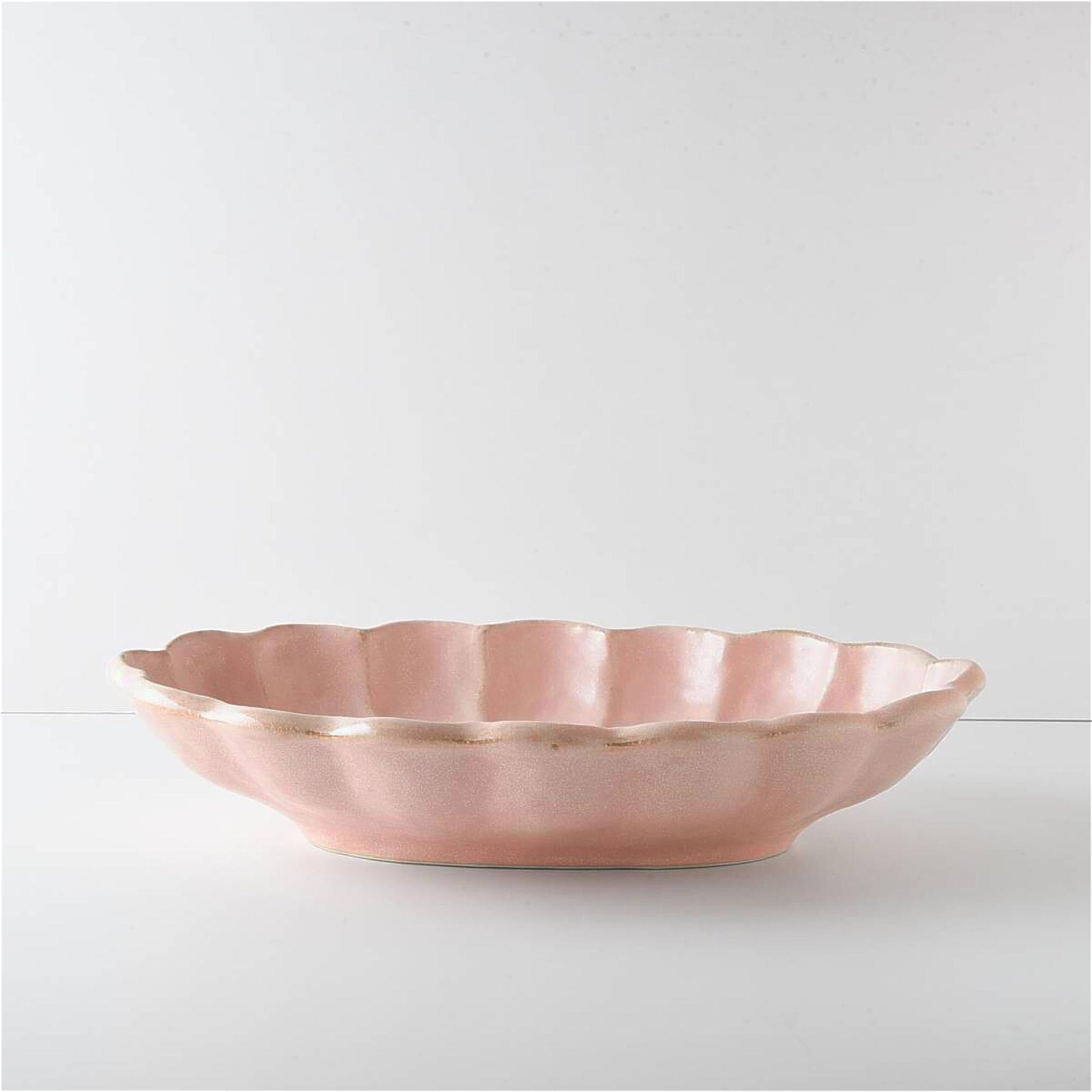 Kaneko Kohyo Rinka Handmade Oval Plate - Pink - ZenwareCrafts