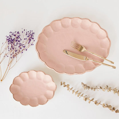 Kaneko Kohyo Rinka Handmade Oval Plate - Pink - ZenwareCrafts