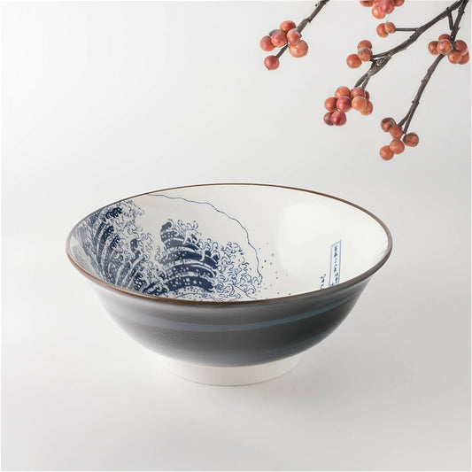 The Great Wave Mino Ware Porcelain Bowl - Large 8.2 in - ZenwareCrafts