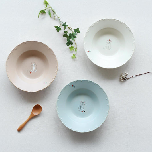 Trio Cat Eco-Friendly Recycled Clay Porcelain Pasta Plate - ZenwareCrafts