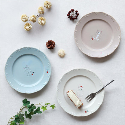 Trio Cat Eco-Friendly Recycled Clay Porcelain Plate - Large 7.9 in - ZenwareCrafts