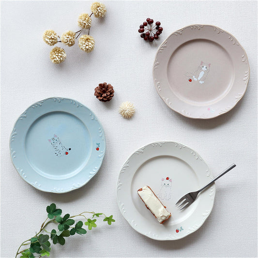 Trio Cat Eco-Friendly Recycled Clay Porcelain Plate - Large 7.9 in - ZenwareCrafts