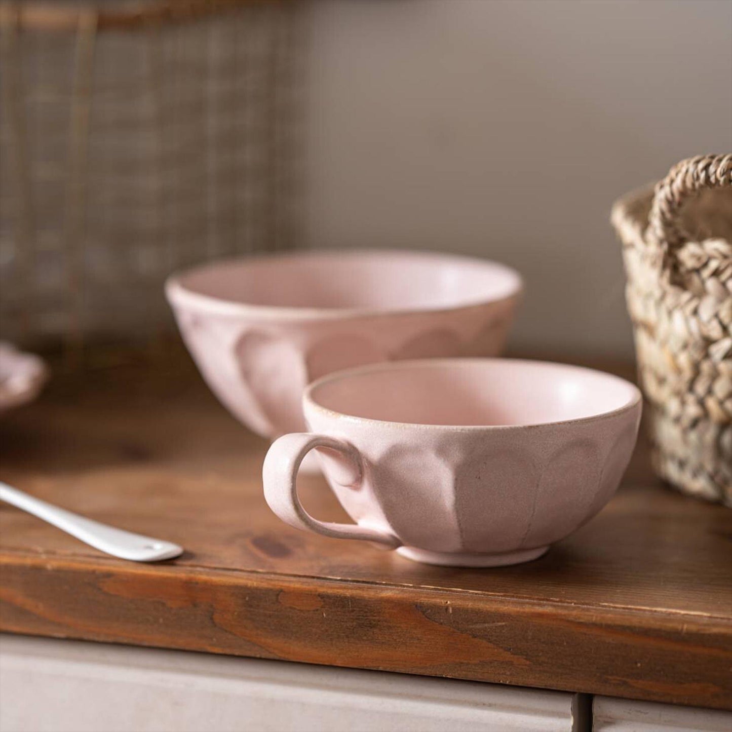 Kaneko Kohyo Rinka Handmade Soup Cup with Saucer - Pink - ZenwareCrafts