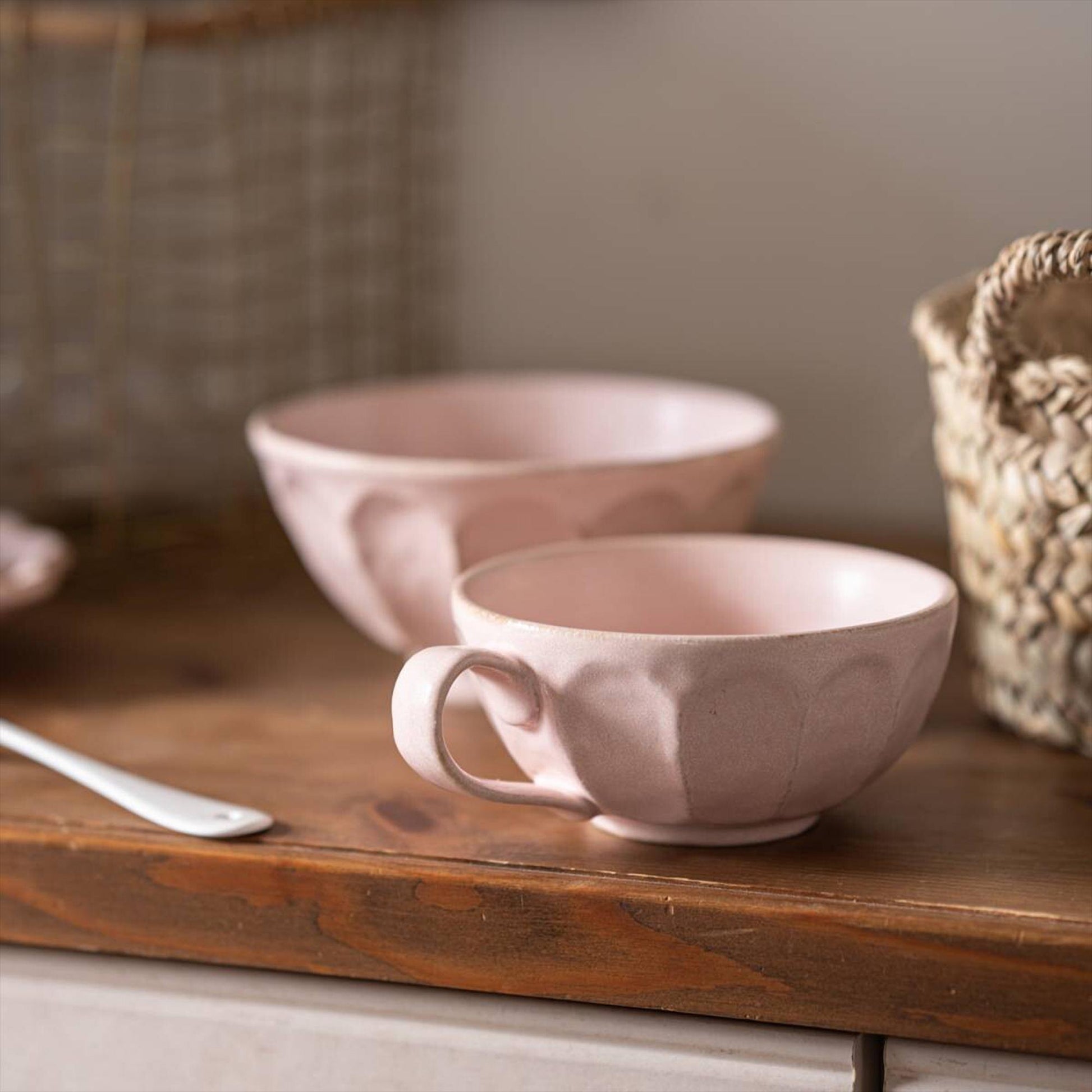 Kaneko Kohyo Rinka Handmade Soup Cup with Saucer - Pink - ZenwareCrafts