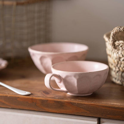 Kaneko Kohyo Rinka Handmade Soup Cup with Saucer - Pink - ZenwareCrafts