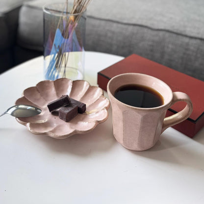 Kaneko Kohyo Rinka Handmade Mug with Saucer - Pink - ZenwareCrafts