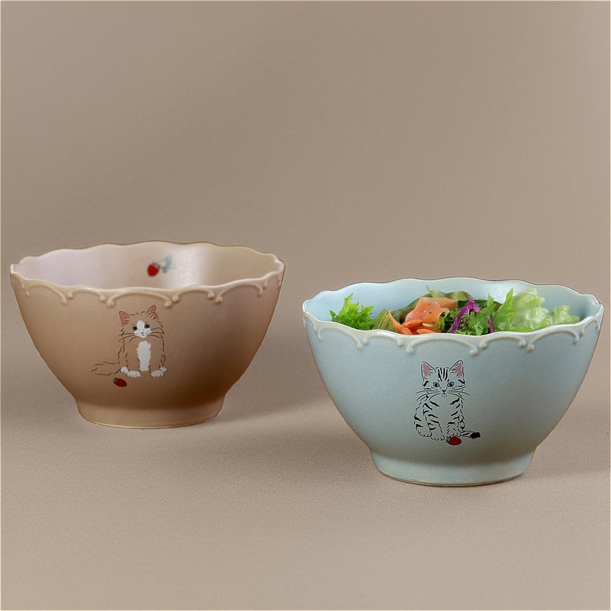 Trio Cat Eco-Friendly Recycled Clay Porcelain Bowl - ZenwareCrafts