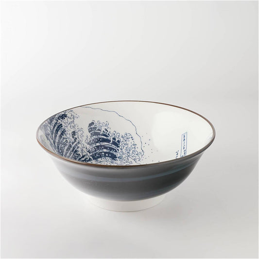 The Great Wave Mino Ware Porcelain Bowl - Large 8.2 in - ZenwareCrafts