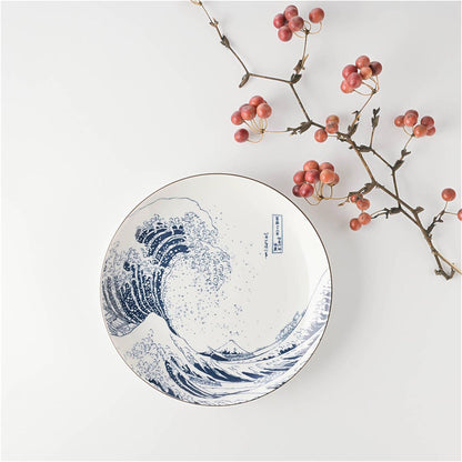 The Great Wave Mino Ware Porcelain Plate - Small 7.2 in - ZenwareCrafts