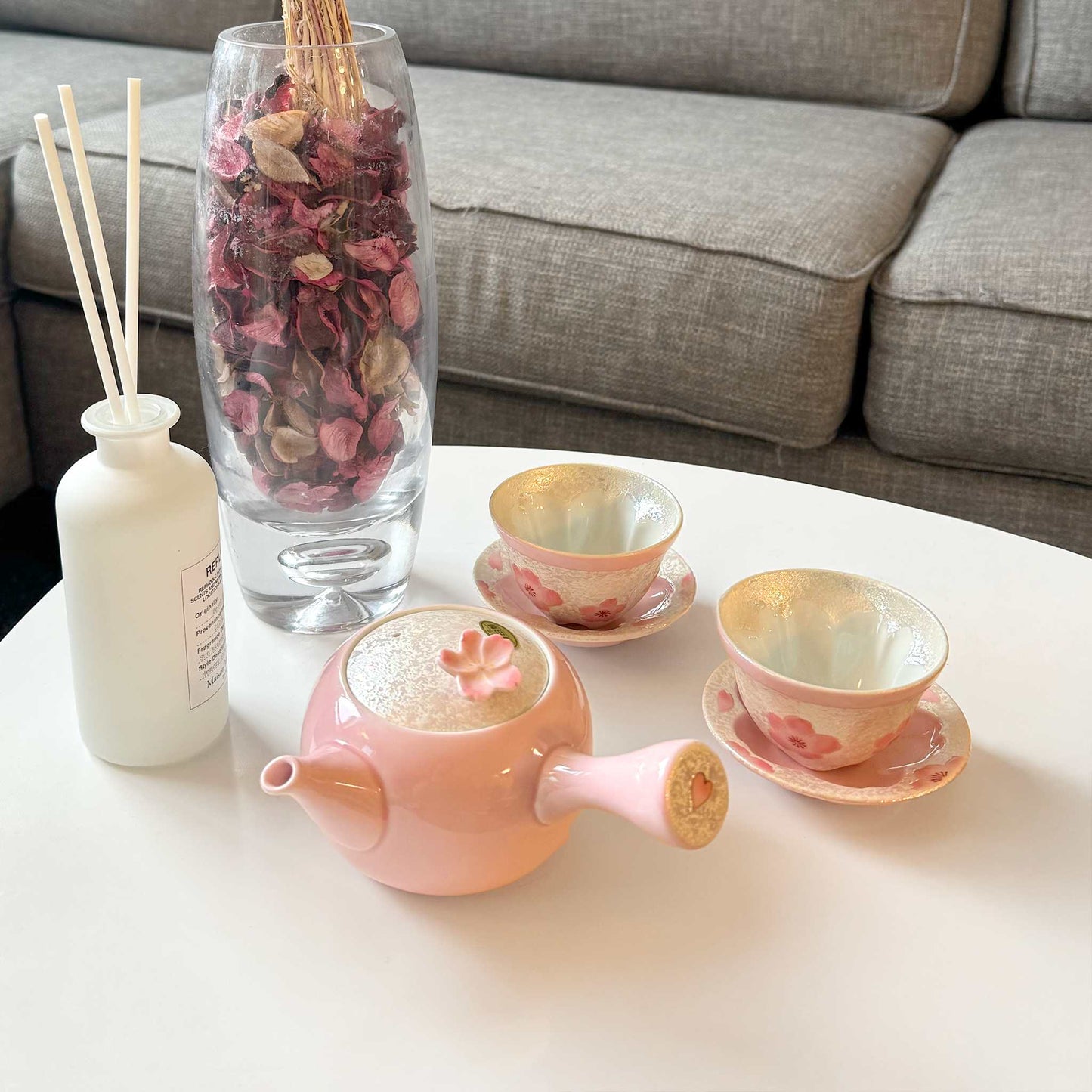 Cherry Blossom Handmade Teapot and Cup Set -  Pink - ZenwareCrafts