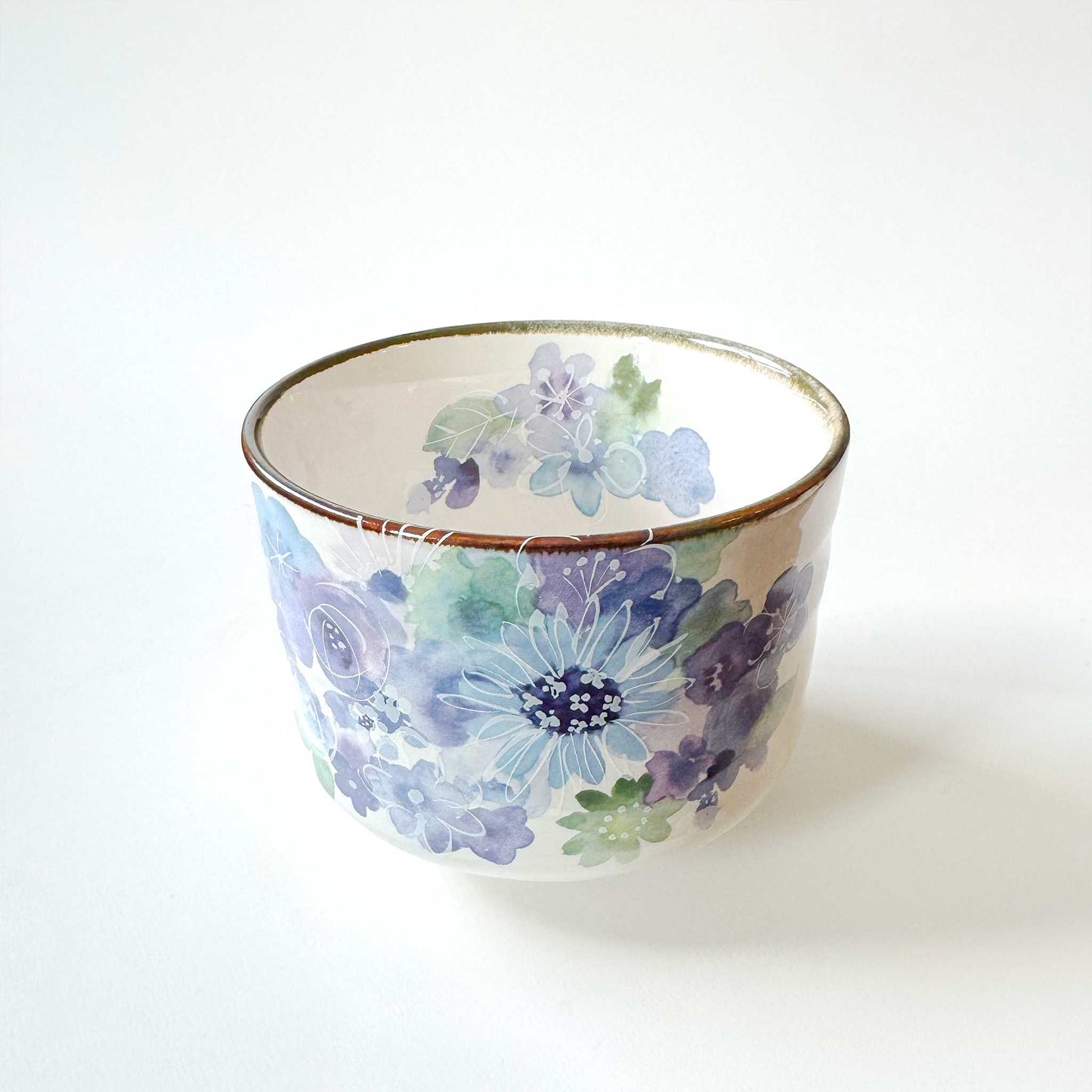 Handmade Matcha Bowl Set with Whisk & Scoop - Blue Flower - ZenwareCrafts