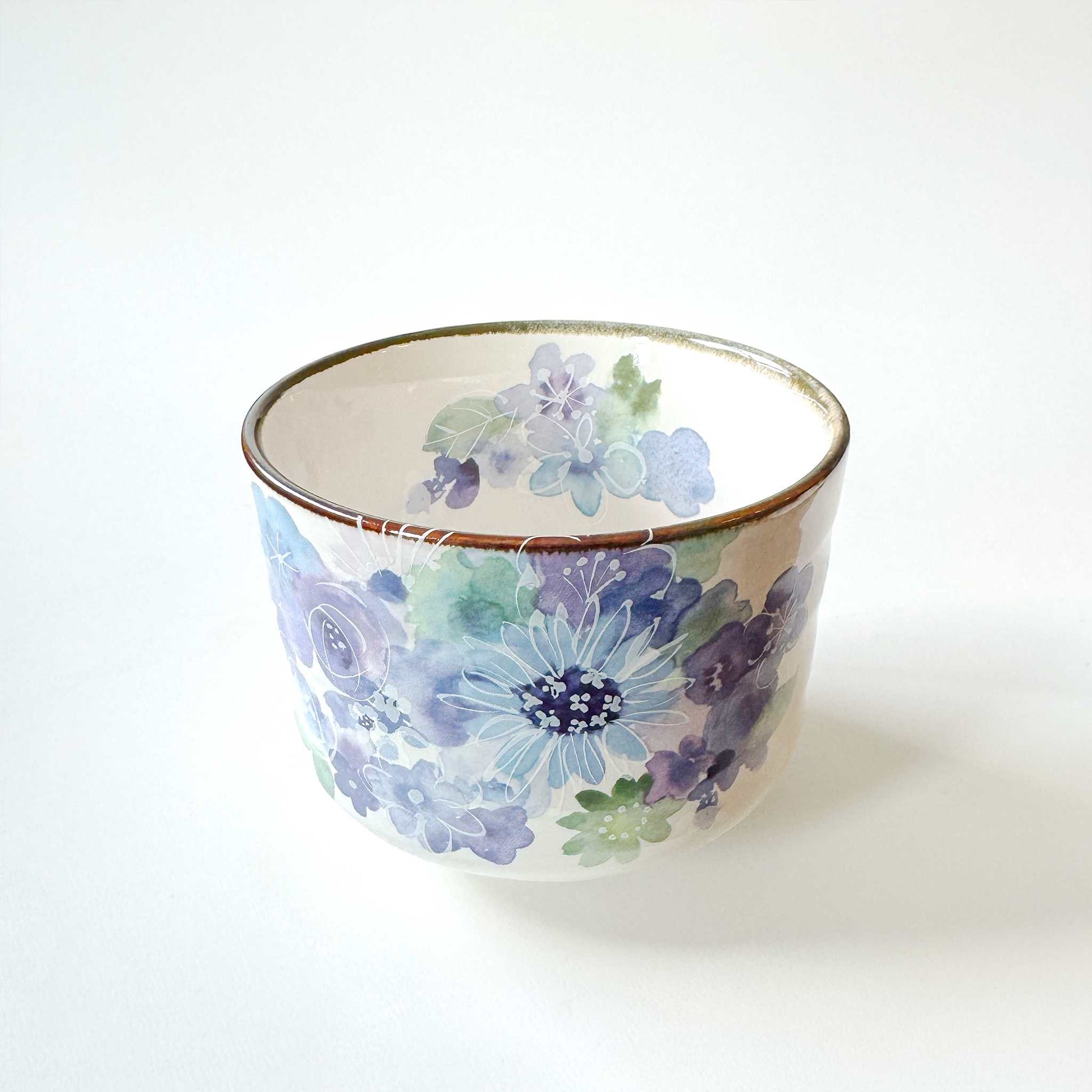 Handmade Matcha Bowl Set with Whisk & Scoop - Blue Flower - ZenwareCrafts