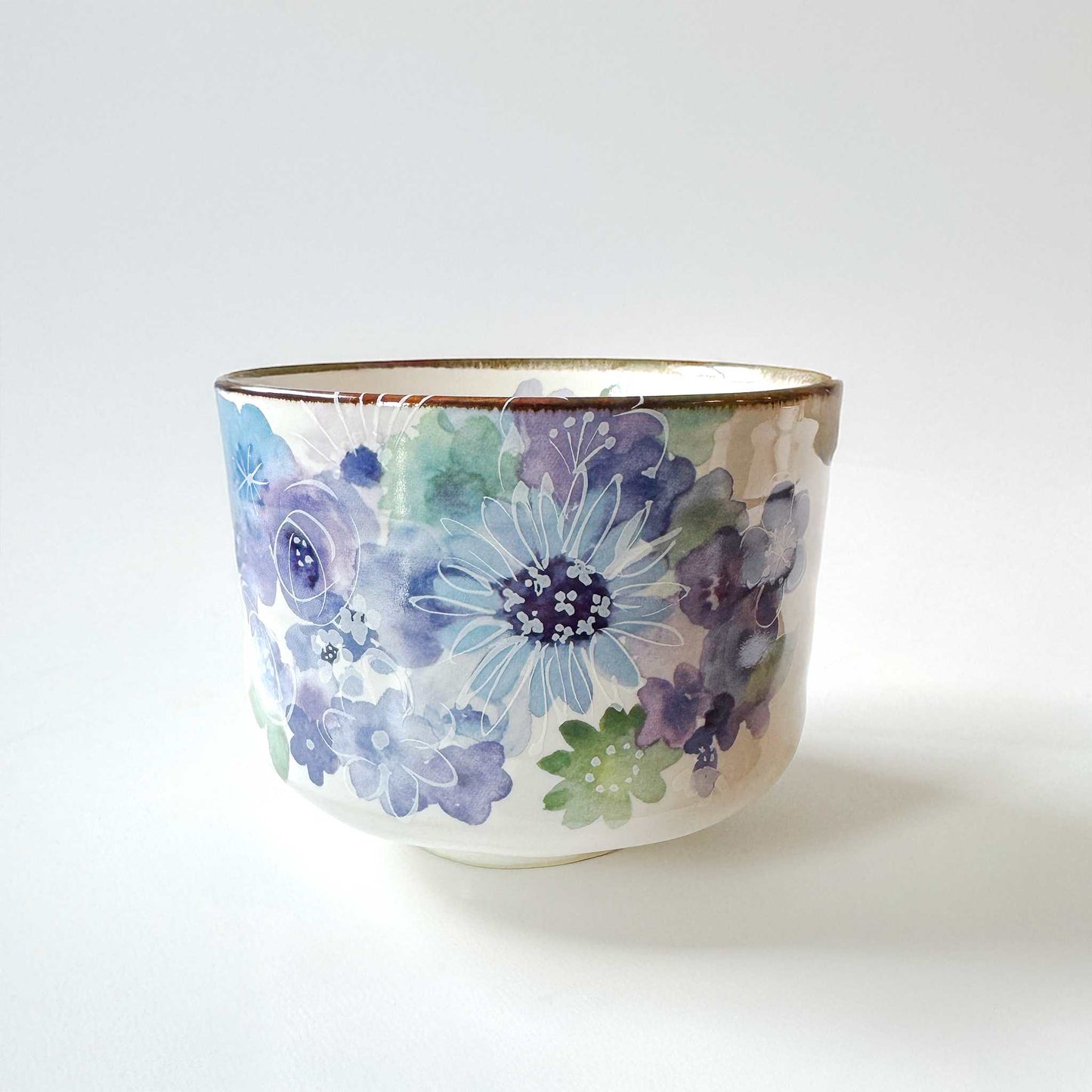 Handmade Matcha Bowl Set with Whisk & Scoop - Blue Flower - ZenwareCrafts