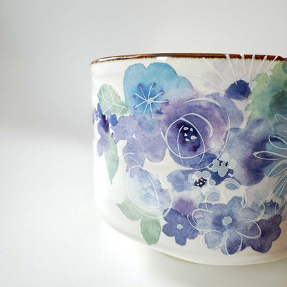 Handmade Matcha Bowl Set with Whisk & Scoop - Blue Flower - ZenwareCrafts