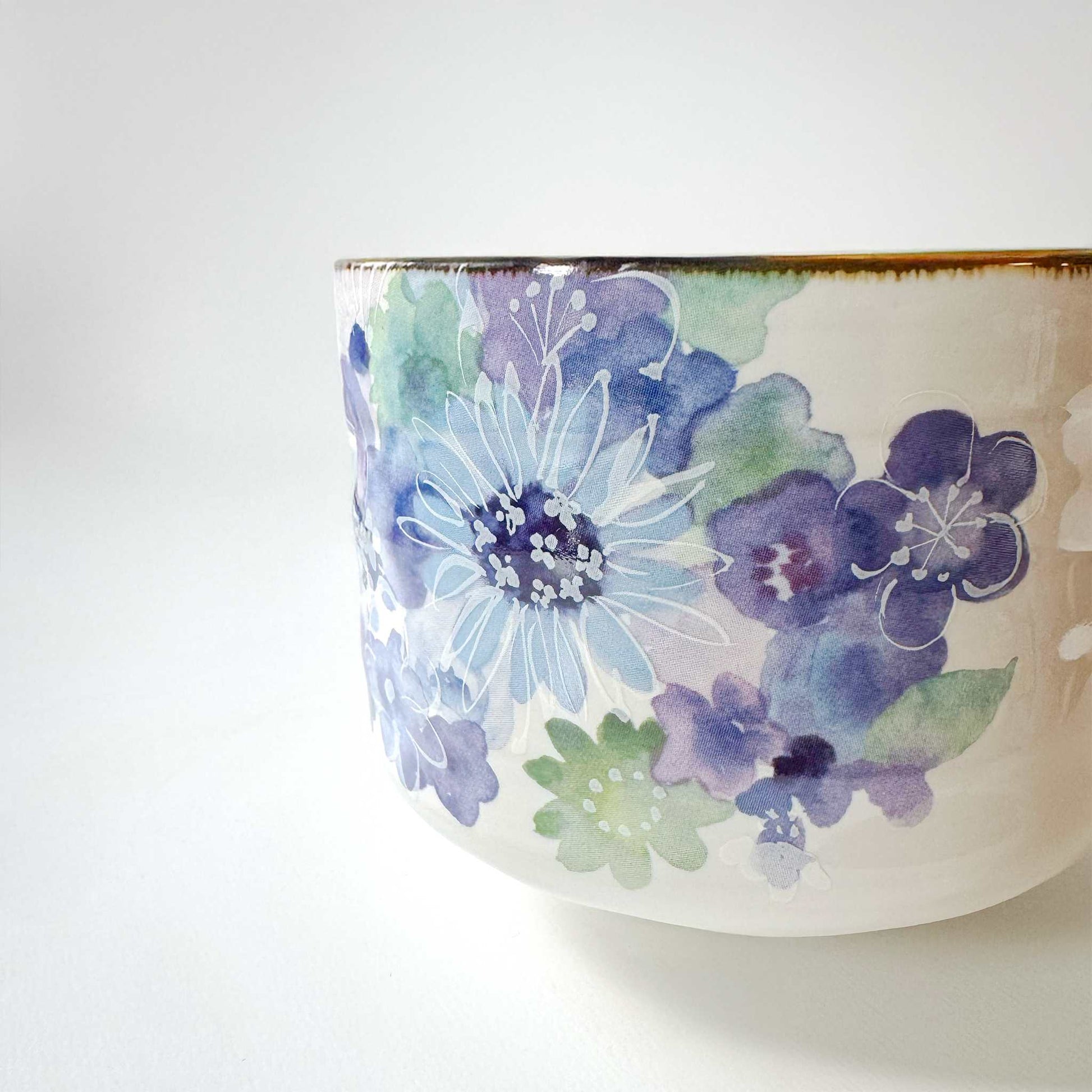 Handmade Matcha Bowl Set with Whisk & Scoop - Blue Flower - ZenwareCrafts