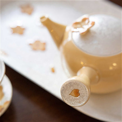 Cherry Blossom Handmade Teapot and Cup Set -  Orange - ZenwareCrafts