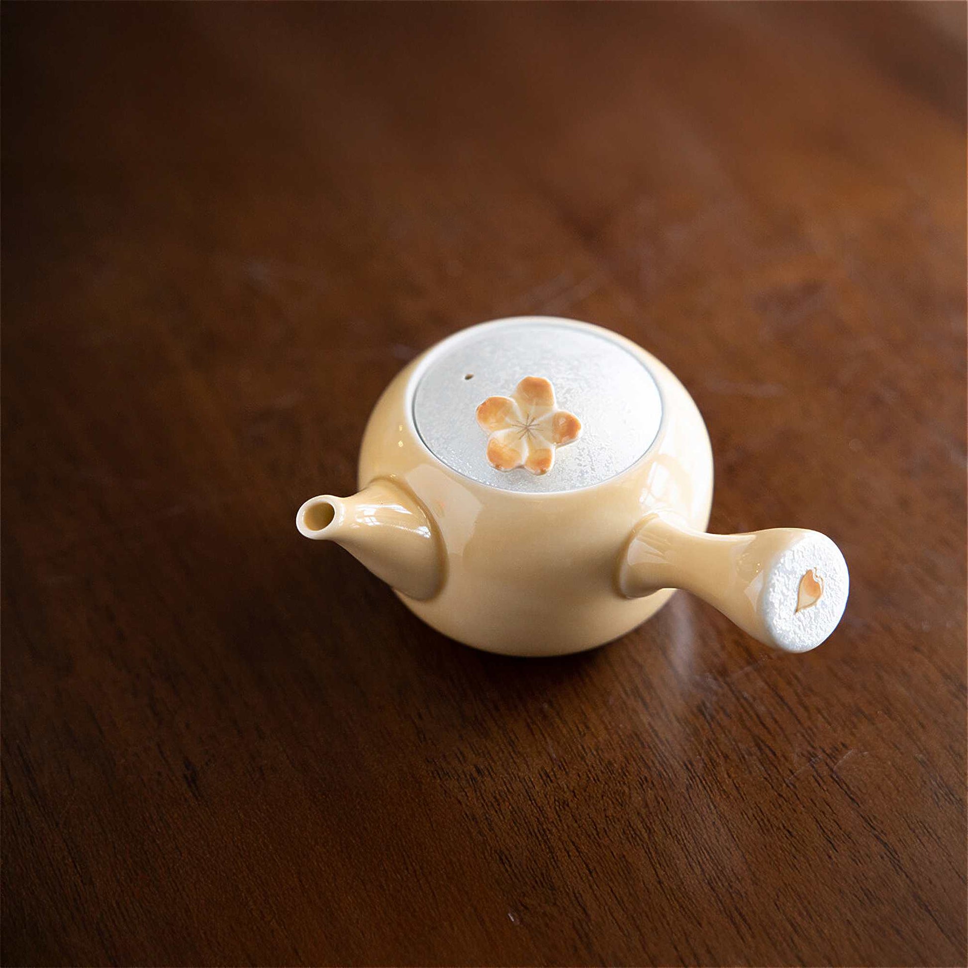 Cherry Blossom Handmade Teapot and Cup Set -  Orange - ZenwareCrafts