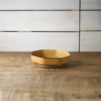 Tsudoi Octagon Mustard Serving Bowl by Rina Ono - ZenwareCrafts