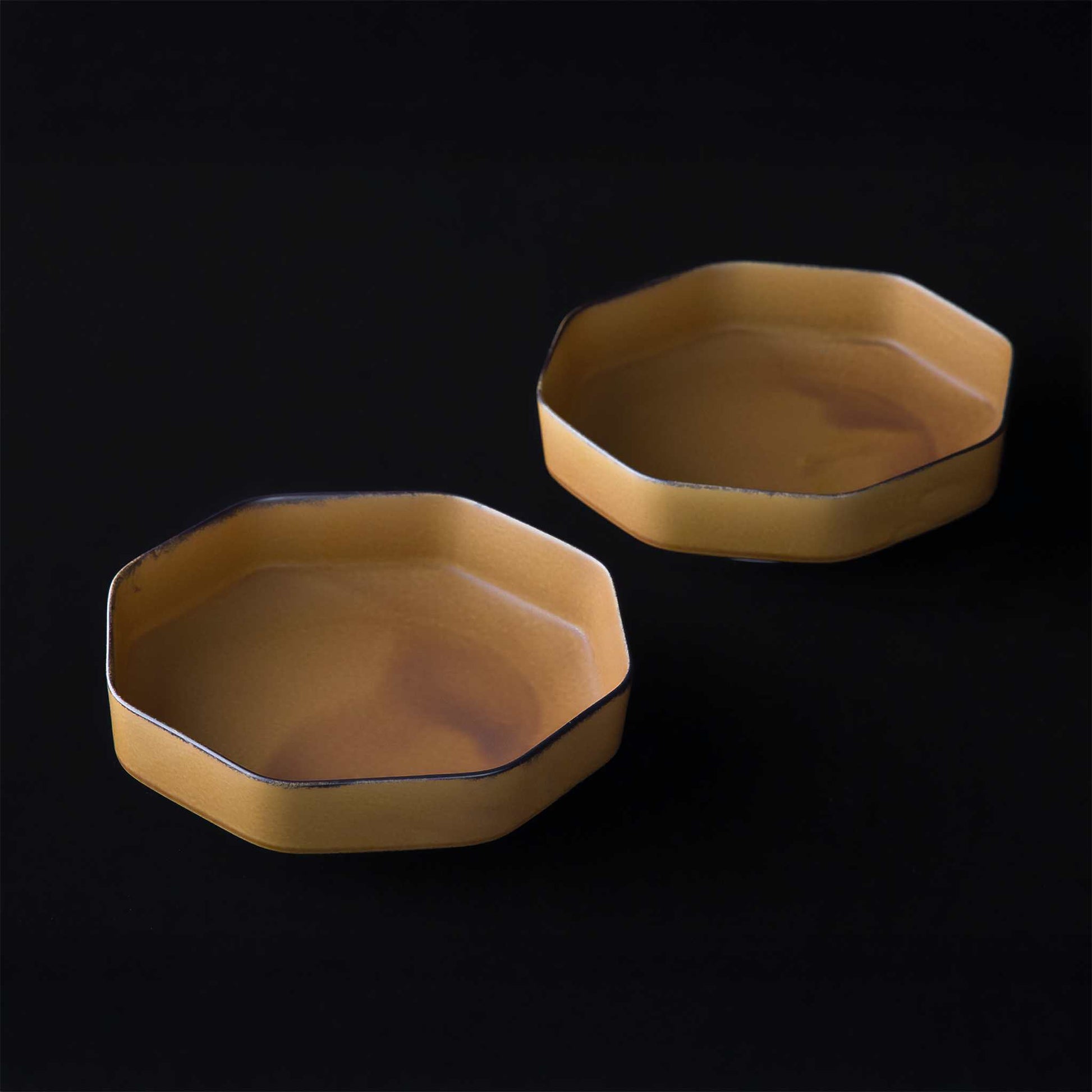 Tsudoi Octagon Mustard Serving Bowl by Rina Ono - ZenwareCrafts