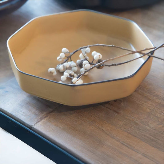 Tsudoi Octagon Mustard Serving Bowl by Rina Ono - ZenwareCrafts