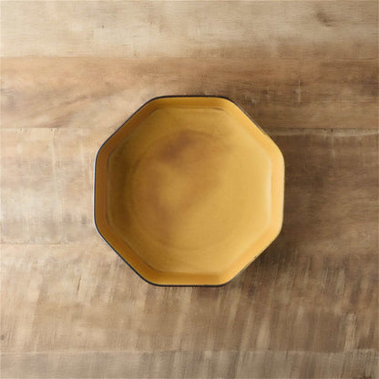 Tsudoi Octagon Mustard Serving Bowl by Rina Ono - ZenwareCrafts