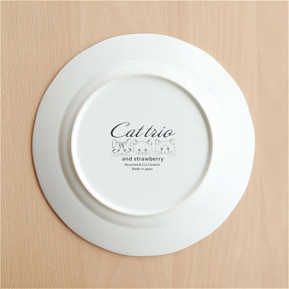 Trio Cat Eco-Friendly Recycled Clay Porcelain Plate - Large 7.9 in - ZenwareCrafts