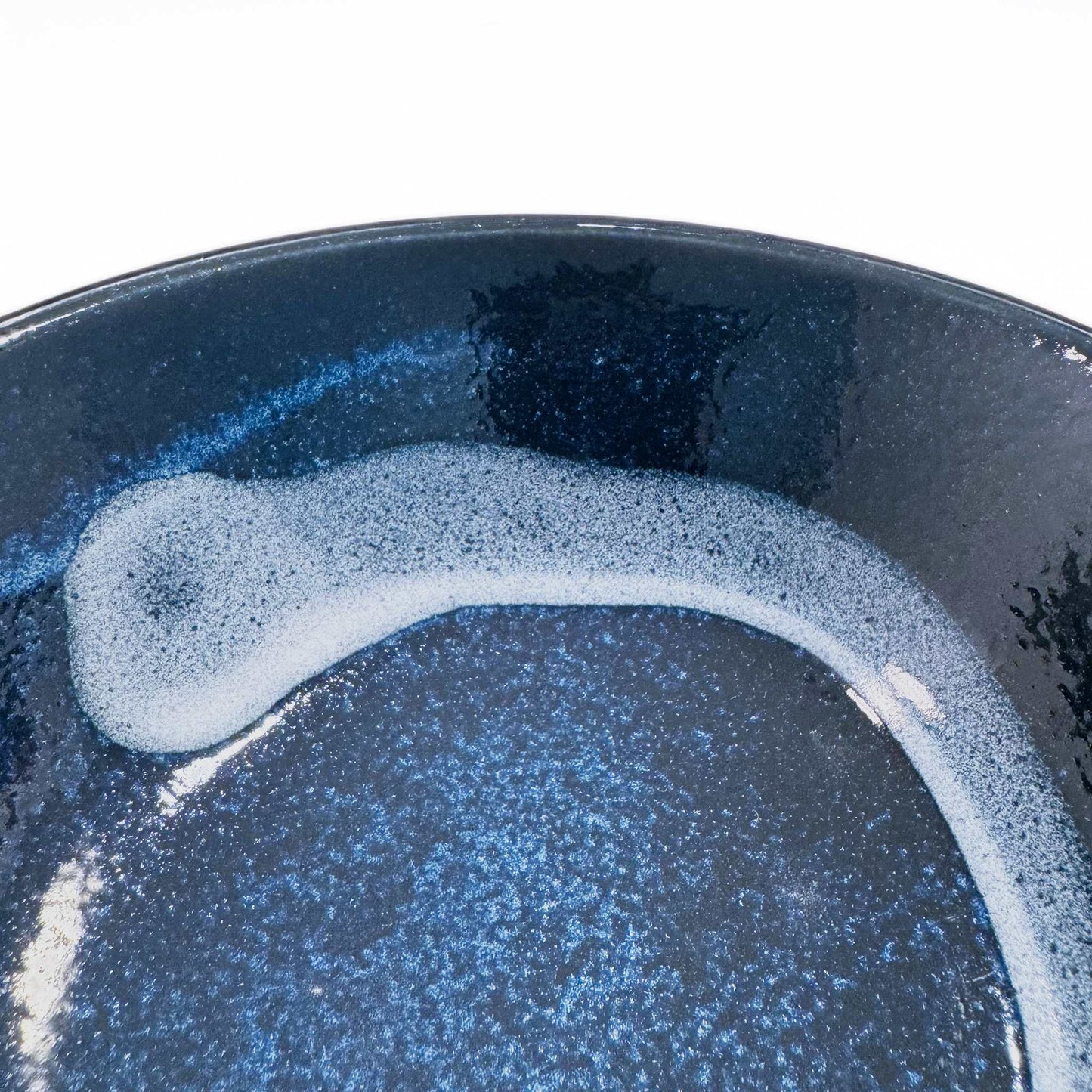 Beautiful, deep blue glaze with a speckled effect, evoking the rich, Mino ware ramen bowl.
