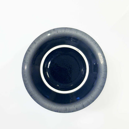 Beautiful, deep indigo glaze on a white background, Mino ware ramen bowl.
