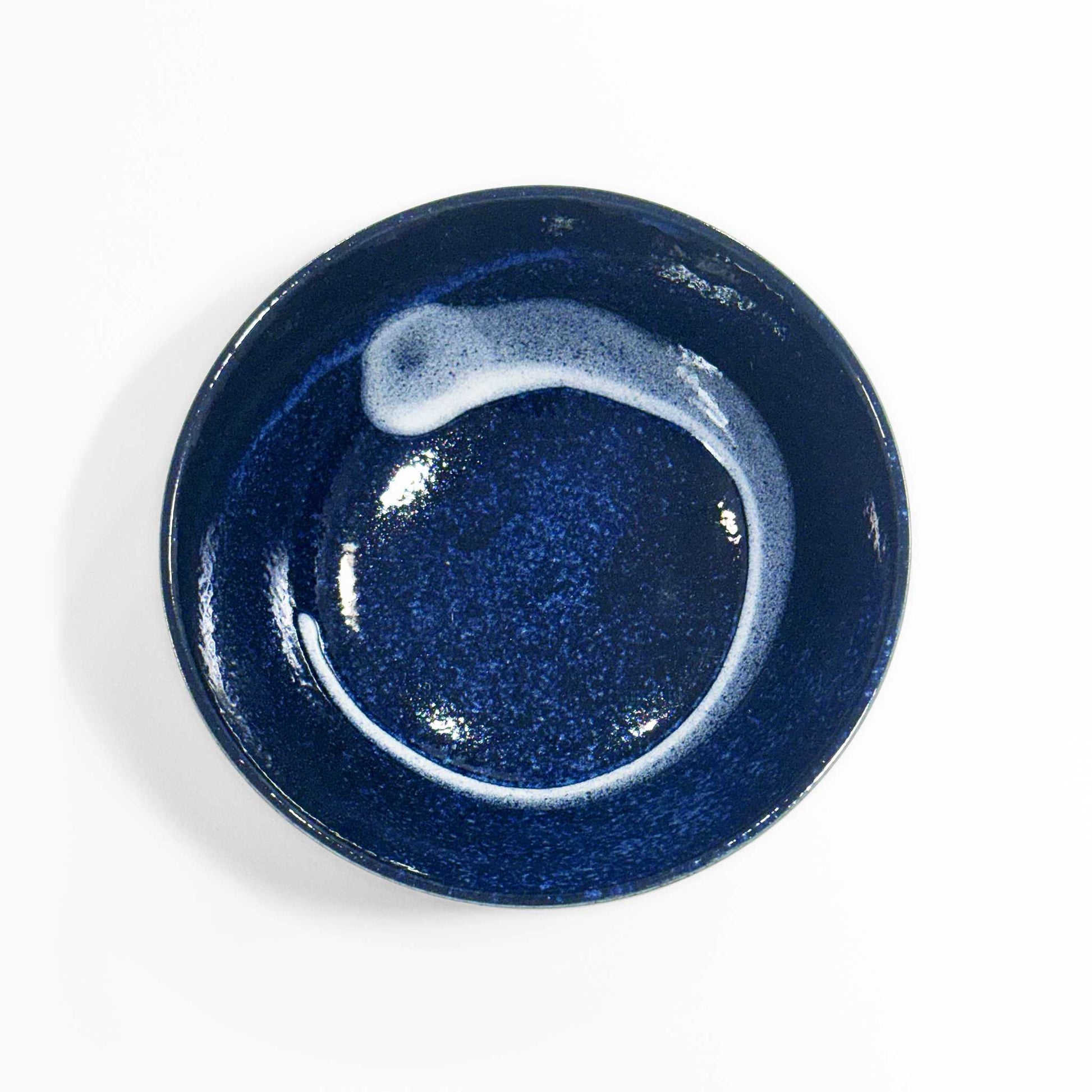 A dark blue, speckled glaze Mino Ware Porcelain Ramen Bowl, evoking a sense of traditional Japanese design.