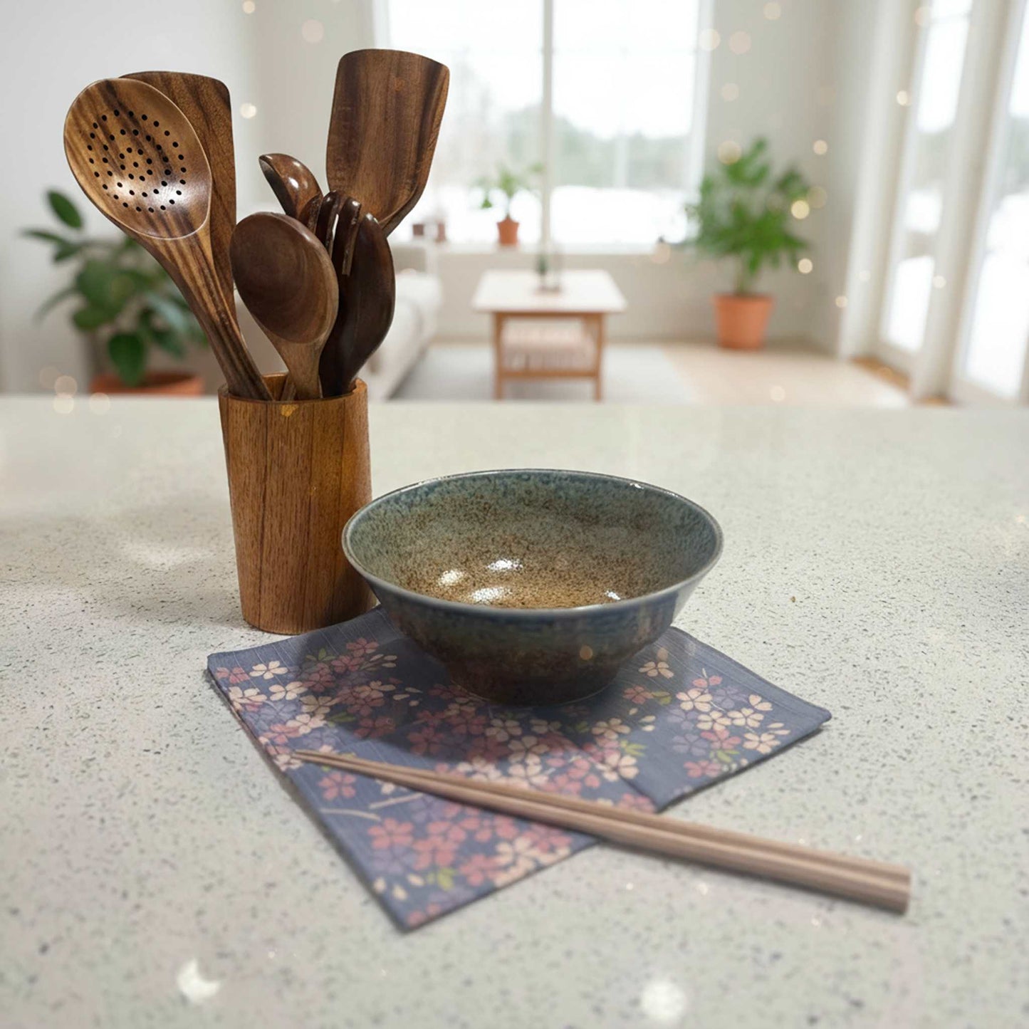 Traditional Japanese design with a modern twist, Mino ware ramen bowl.