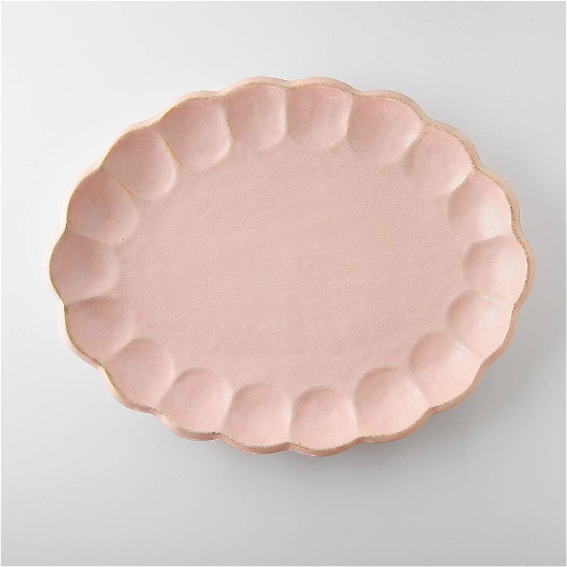 Kaneko Kohyo Rinka Handmade Oval Plate - Pink - ZenwareCrafts