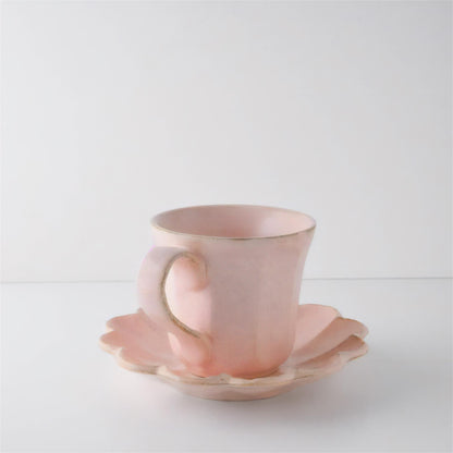 Kaneko Kohyo Rinka Handmade Mug with Saucer - Pink - ZenwareCrafts