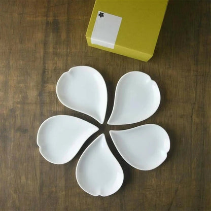 Cherry Blossom Porcelain Petal Plate Set - White/Pink - ZenwareCrafts