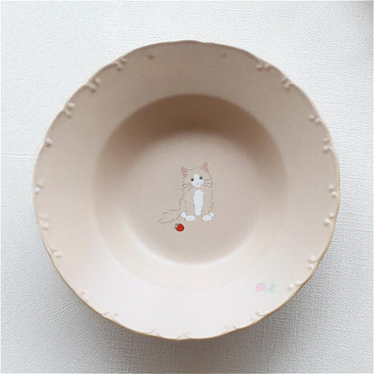 Trio Cat Eco-Friendly Recycled Clay Porcelain Pasta Plate - ZenwareCrafts
