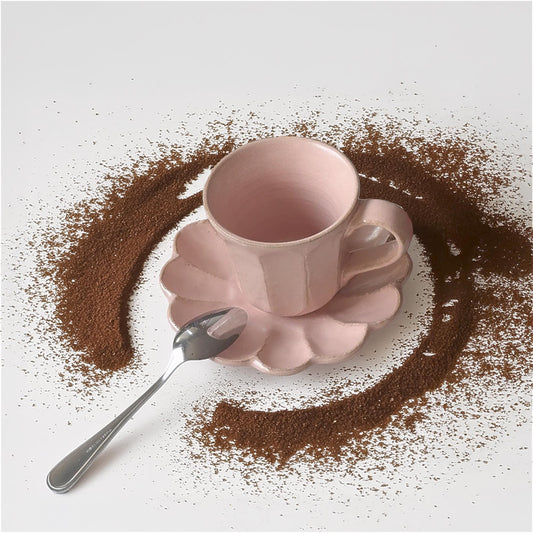 Kaneko Kohyo Rinka Handmade Mug with Saucer - Pink - ZenwareCrafts