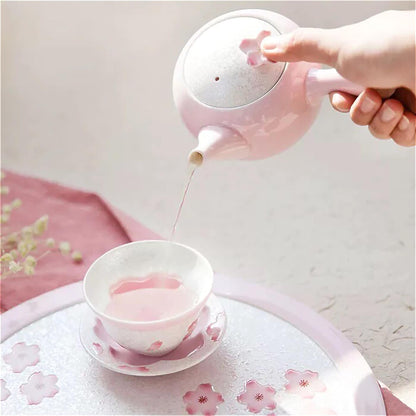 Cherry Blossom Handmade Teapot and Cup Set -  Pink - ZenwareCrafts
