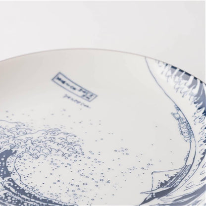 The Great Wave Mino Ware Porcelain Plate - Small 7.2 in - ZenwareCrafts