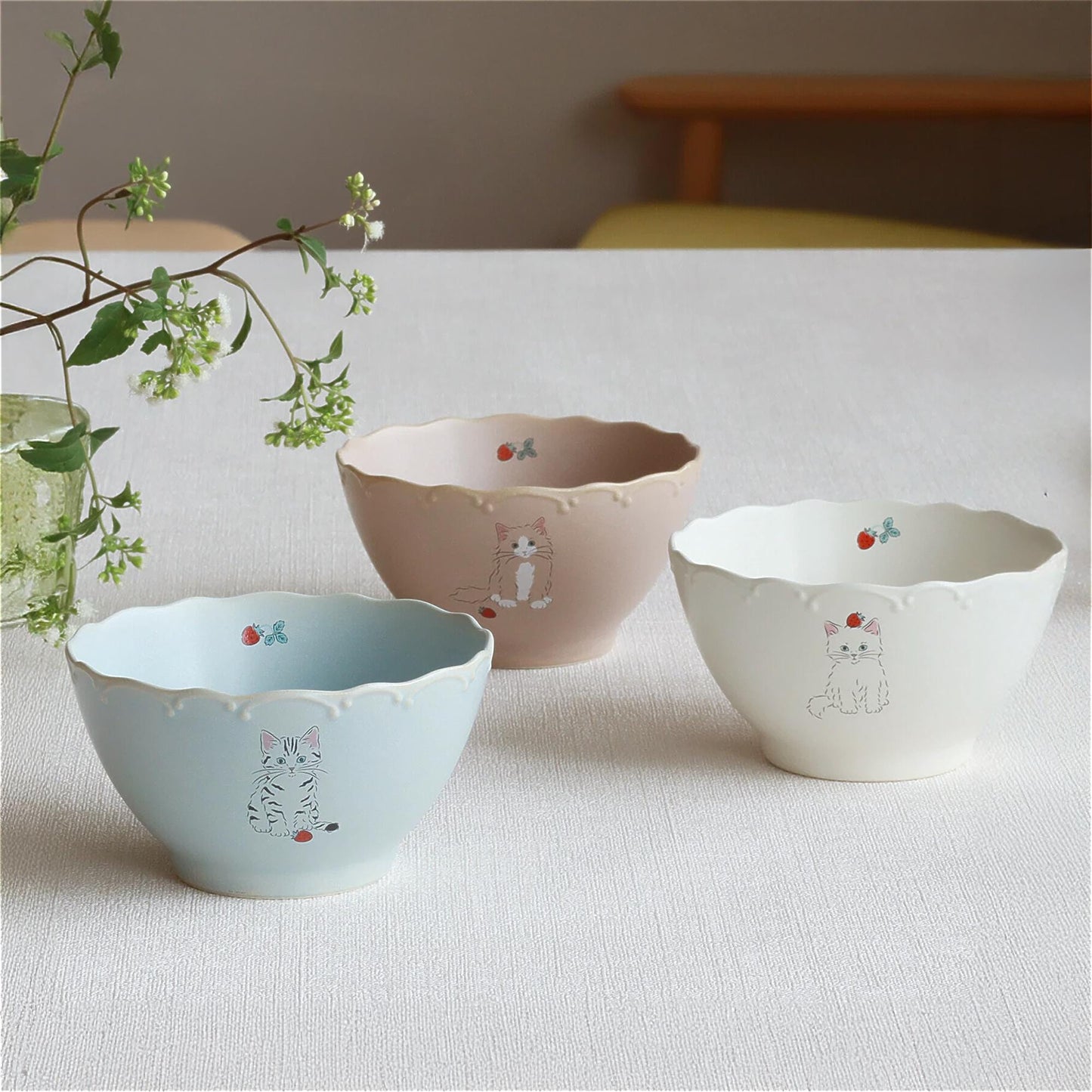 Trio Cat Eco-Friendly Recycled Clay Porcelain Bowl - ZenwareCrafts