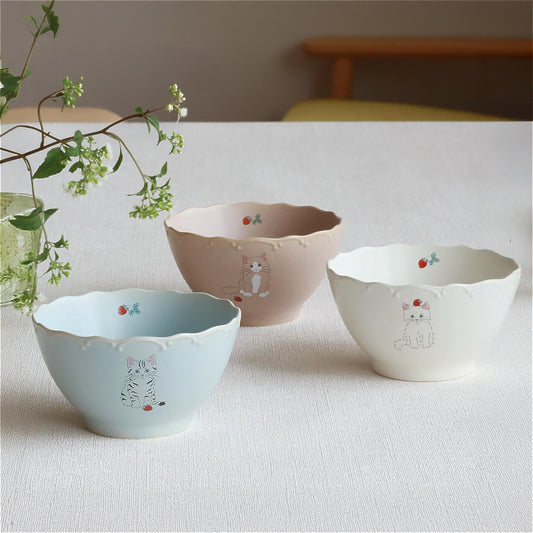 Trio Cat Eco-Friendly Recycled Clay Porcelain Bowl - ZenwareCrafts