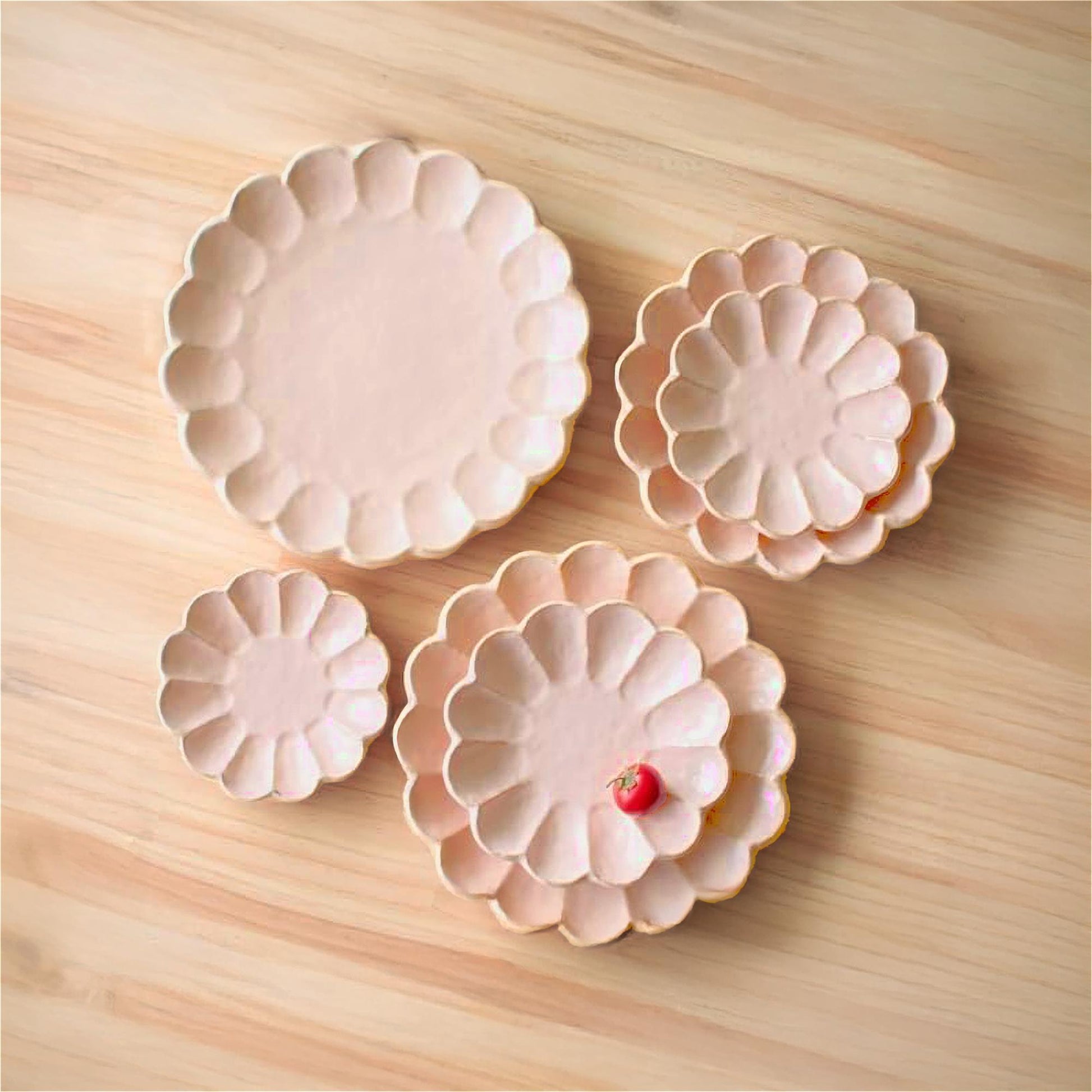 Kaneko Kohyo Rinka Handmade Plate Set - Pink - ZenwareCrafts