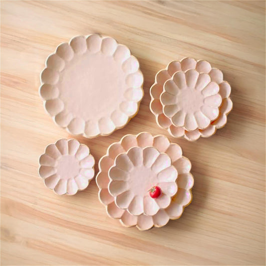 Kaneko Kohyo Rinka Handmade Plate Set - Pink - ZenwareCrafts