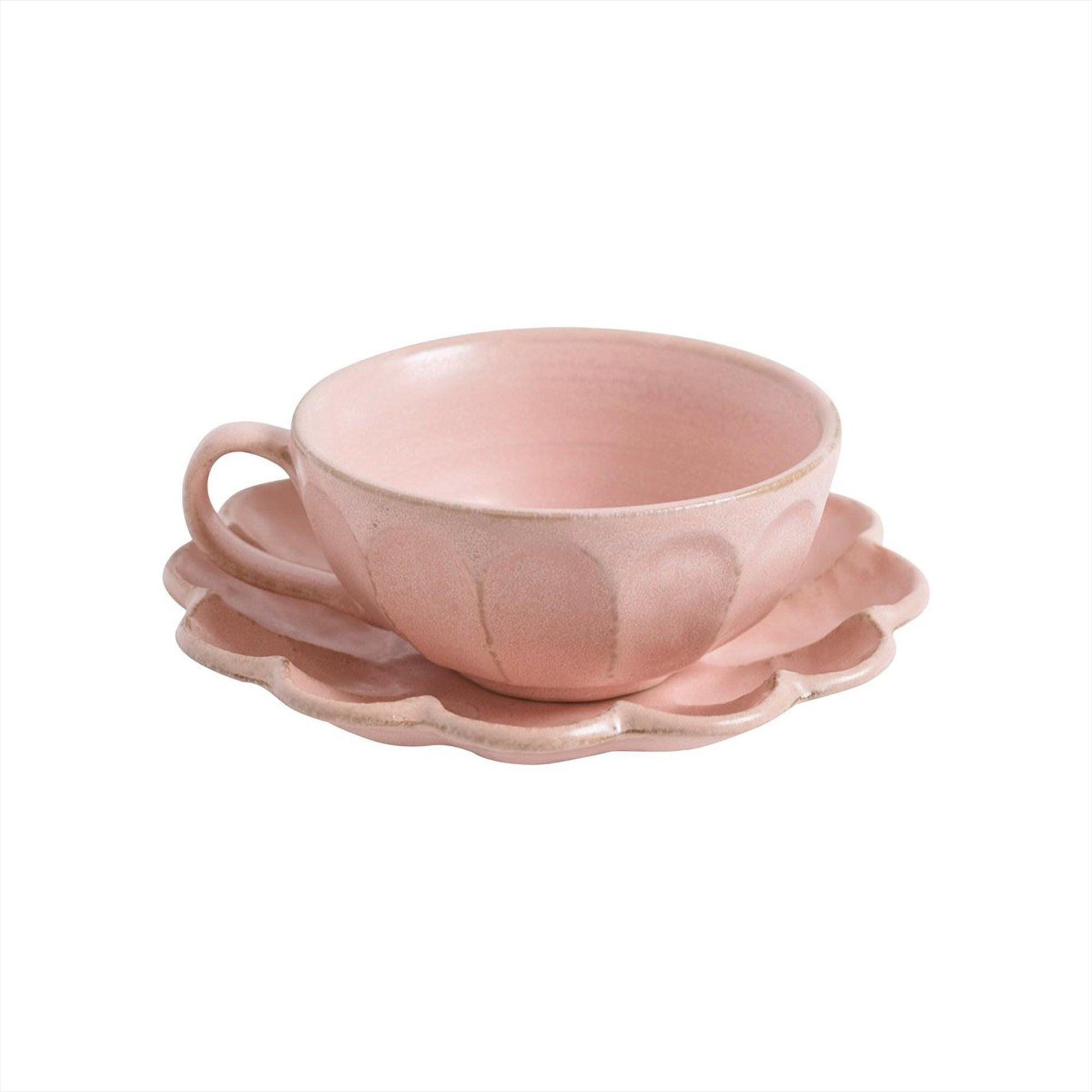 Kaneko Kohyo Rinka Handmade Soup Cup with Saucer - Pink - ZenwareCrafts