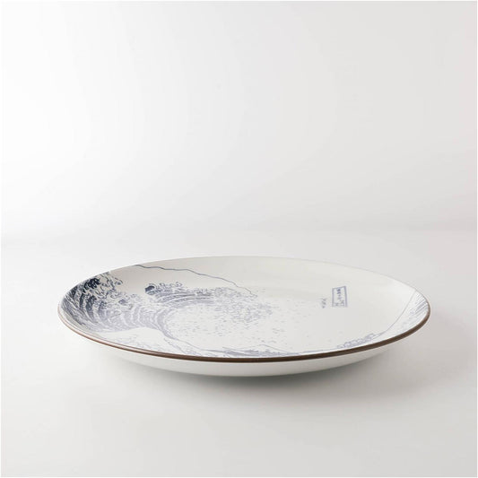 The Great Wave Mino Ware Porcelain Plate - Large 9.9 in - ZenwareCrafts