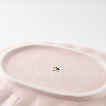 Kaneko Kohyo Rinka Handmade Oval Plate - Pink - ZenwareCrafts