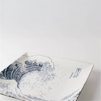 The Great Wave Mino Ware Porcelain Plate - Square 7.8 in - ZenwareCrafts