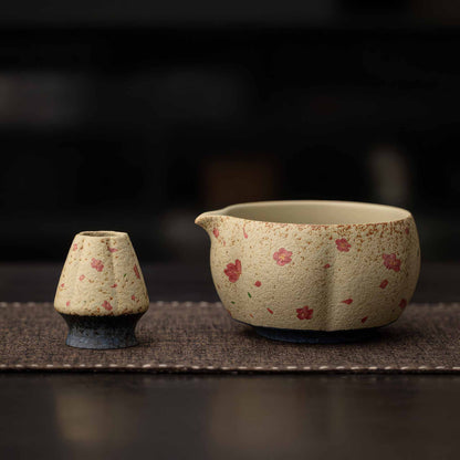 A Handcrafted matcha bowl set with a unique, naturalistic design, made from high-quality, durable materials.