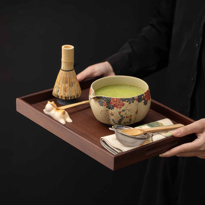 Blue & White Flint Red Handmade Matcha Bowl Set with Accessories - Kitten